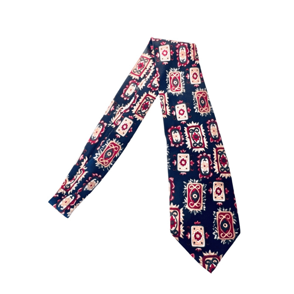 Dellacroce Vintage Art Nouveau Blue 100% Silk 56” x 4" Necktie‎ Tie